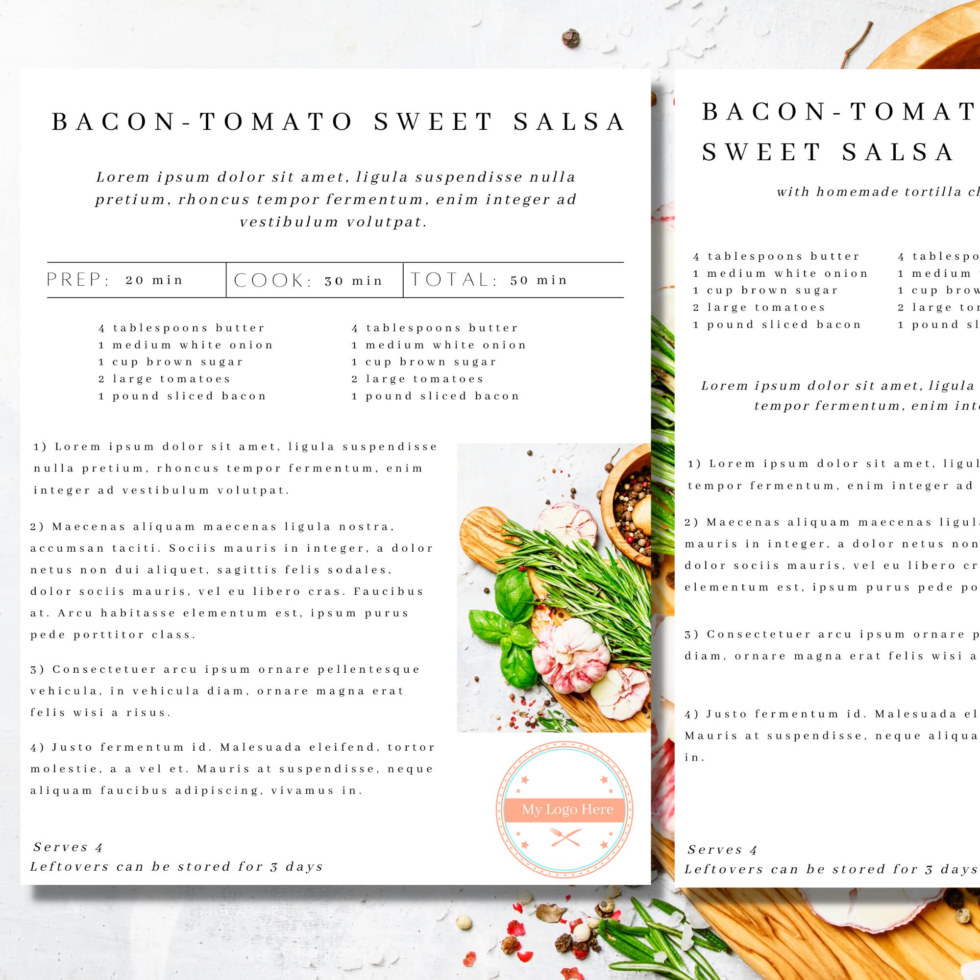 3 Recipe Templates For Canva Recipe Bloggers Design For Etsy
