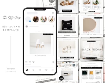 14 Instagram Post Template | Clean | Simple | Minimalist Design | Social Media Template | Brand Boutique | Matching Newsletter | E-commerce