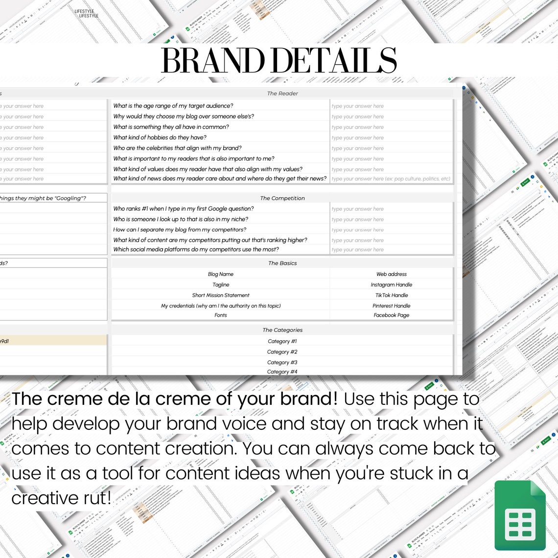 Blog Spreadsheet Blog Spreadsheet Planner | Google Sheets Digital Planner | Annual ...