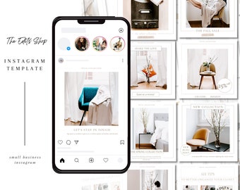 White Instagram Marketing Template | Editable Canva Template | Modern Instagram Template | Small Business IG | Chic Instagram Feed