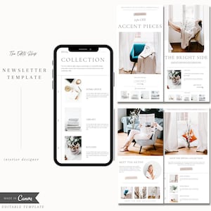 White Email Marketing Template | Editable Canva Template | Modern E-mail Newsletter Template | ConvertKit | Fashion Newsletter | Mailchimp