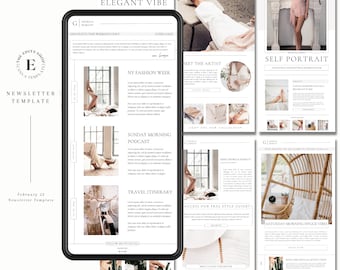 E-mailsjabloon | E-mailmarketing | Canva-sjabloon | Sociale media | Influencer-marketing | Moderne nieuwsbrief | Sjabloon voor aanmelden | Digitaal nieuws
