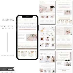 12 Page Coach Email Marketing Template | Editable Canva Template | Modern E-mail Newsletter Template | CovertKit | Boutique News | Mailchimp