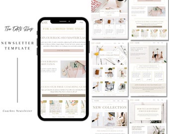 Plantilla de marketing por correo electrónico de coach de 12 páginas / Plantilla Canva editable / Plantilla moderna de boletín informativo por correo electrónico / CovertKit / Boutique News / Mailchimp