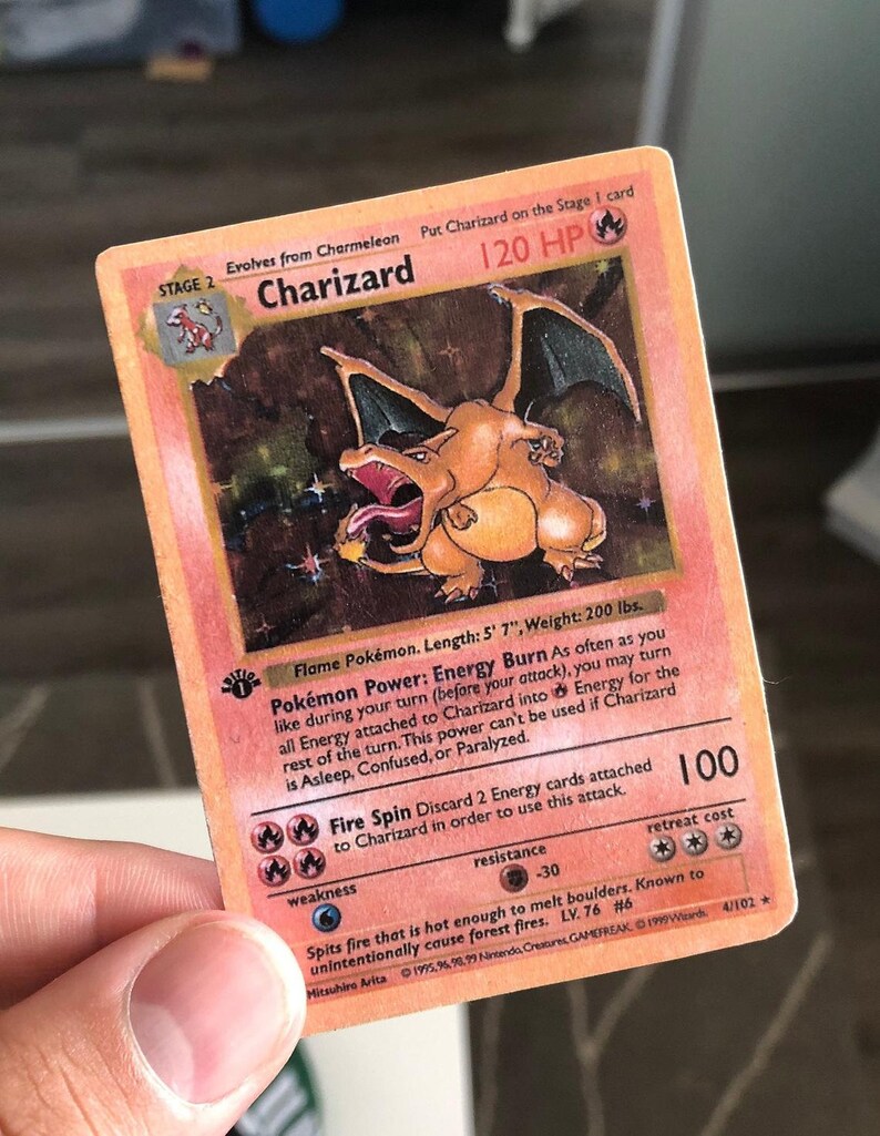 1st Edition Shadowless Charizard 4 102 Pokemon Card PROXY Etsy