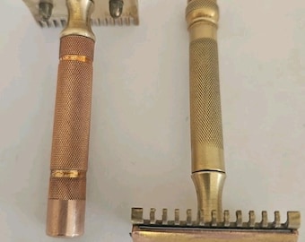 VTG jaren 1930 Gillette Old Type DE Safety Razor Ball End Open Kam Schoon Goudkleur 2