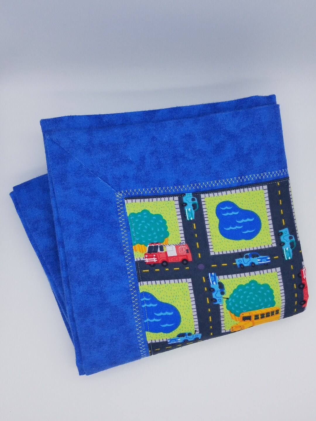 Flannel Baby Blanket Cars, Streets, Buses, Neighborhood, Baby Boy, Self