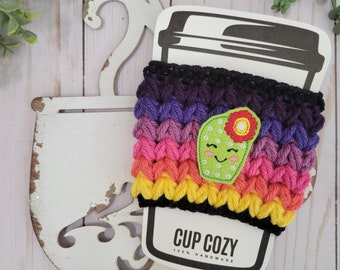 Crocheted Cup Cozy | Sunset | Cactus | Reusable | Handmade