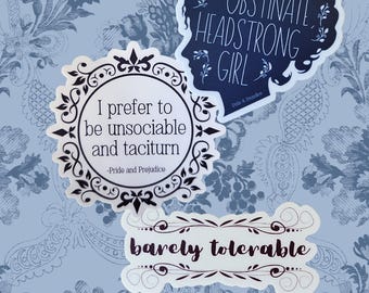Vinyl Sticker | Pride and Prejudice Quotes | Jane Austen Fan