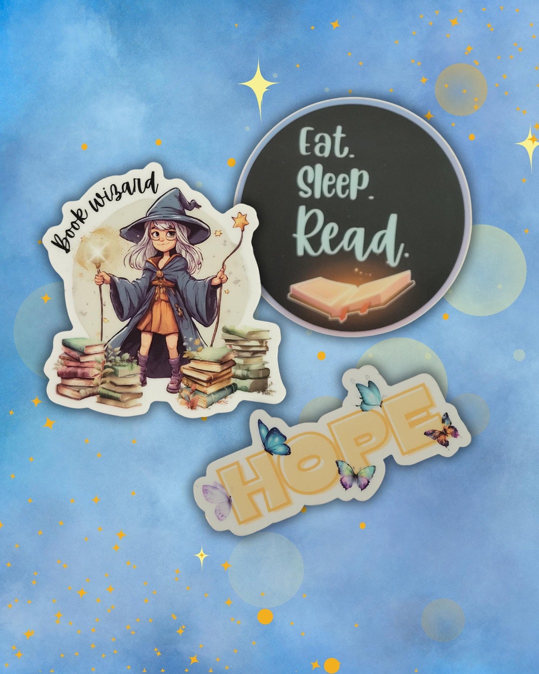 Hopewizard Reading Vinyl Sticker: Book Wizard, Hope, Eat Sleep Read - Etsy