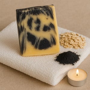 Vegan Soap Unscented with Charcoal & Oatmeal.