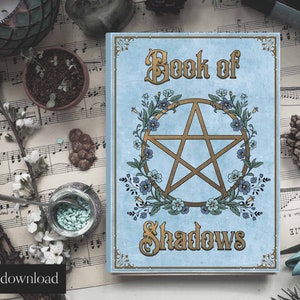 Book of Shadows Binder Cover Page, Printable Grimoire Title Page, Book ...