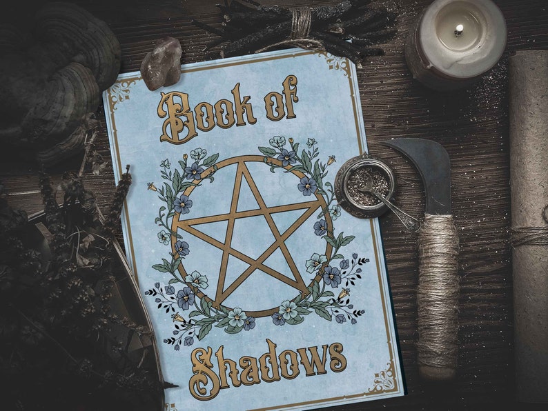 Book of Shadows Binder Cover Page, Printable Grimoire Title Page, Book ...