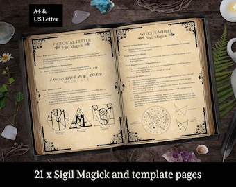 21 Sigillo Magick e modelli Pagine del Libro delle Ombre per incantesimi sigillo. Pagine del Libro delle Ombre, grimorio stampabile, libro degli incantesimi di stregoneria