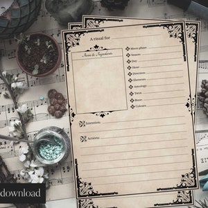 2 Book of Shadows Ritual Pages, Blank Printable Pages, Grimoire Pages ...