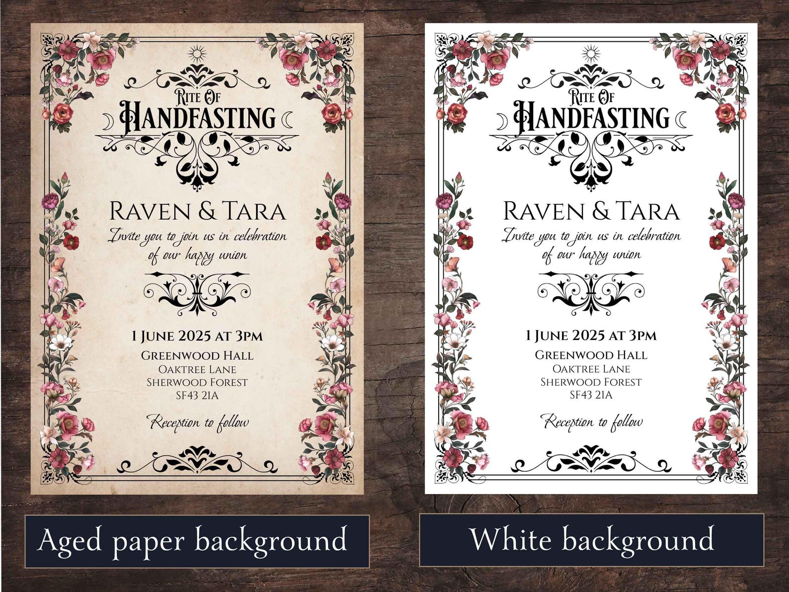 Handfasting Invitation Suite Editable Template, Pagan Wildflower ...