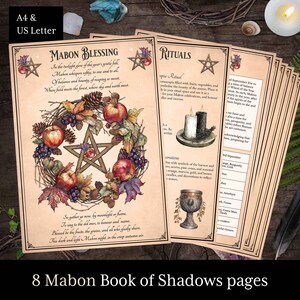 8 Mabon Book of Shadows pages, Autumn Equinox rituals, correspondences & blank printable BoS, beginner grimoire, witchcraft spellbook, Wicca