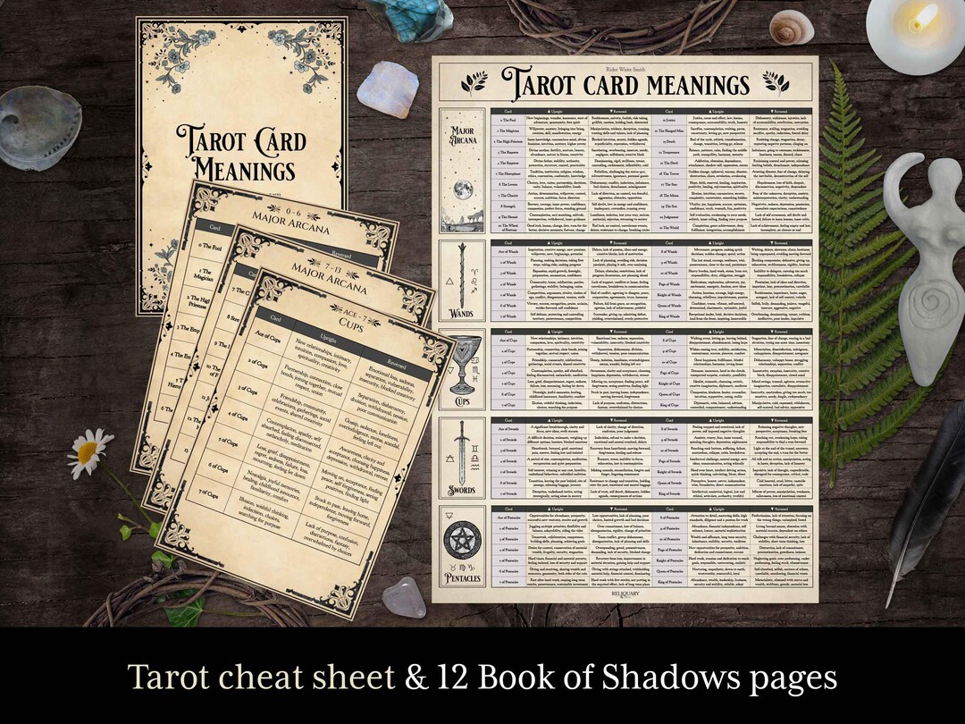 12 Book of Shadows Tarot Card Guide Pages Plus One Page Tarot Cheat ...