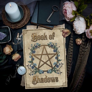 Book of Shadows Binder Cover Page, Printable Grimoire Title Page, Book ...
