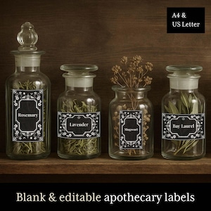 Editable Witchy Apothecary Labels – Vintage Potion Bottle Templates, Instant Download, Printable Herb Jar Labels, Witchcraft Organizer