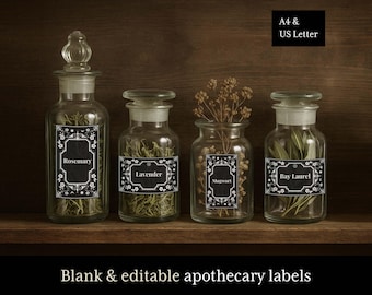 Editable Witchy Apothecary Labels – Vintage Potion Bottle Templates, Instant Download, Printable Herb Jar Labels, Witchcraft Organizer