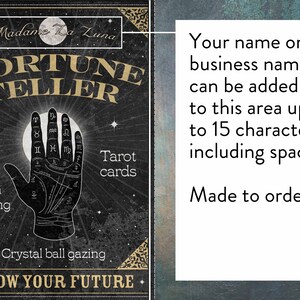 Personalised Fortune Teller Printable, Vintage Style Palm Reading Sign ...