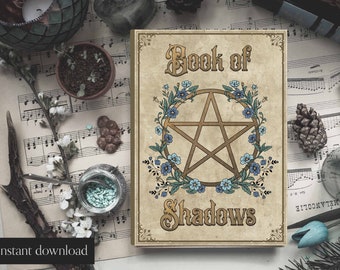 Book of Shadows binder cover page, printable grimoire title page, Book of Shadows divider - Aged paper