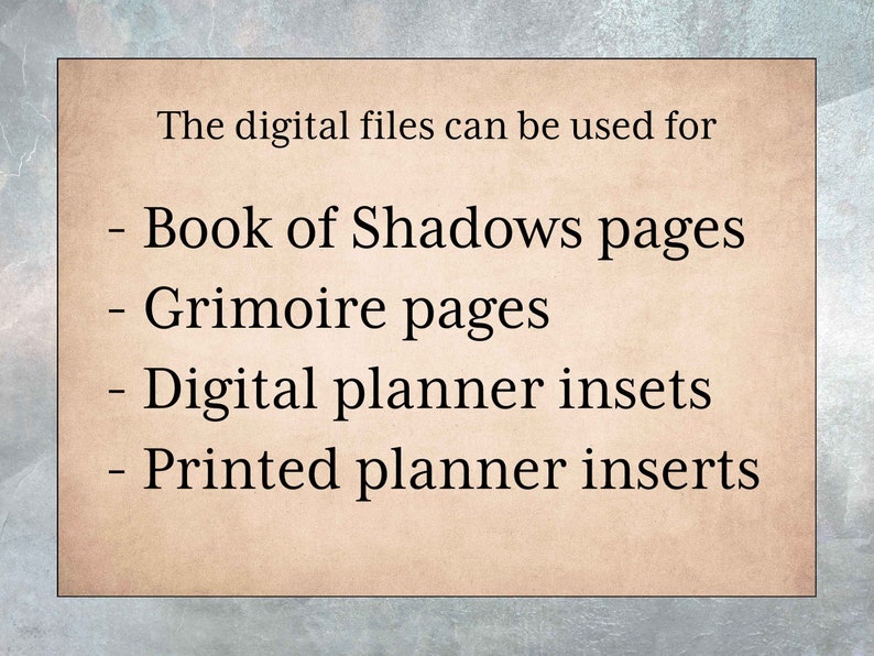 The illustrated rune pages can be used as Book of Shadows pages, grimoire pages, digital planner inserts or printed planner inserts.