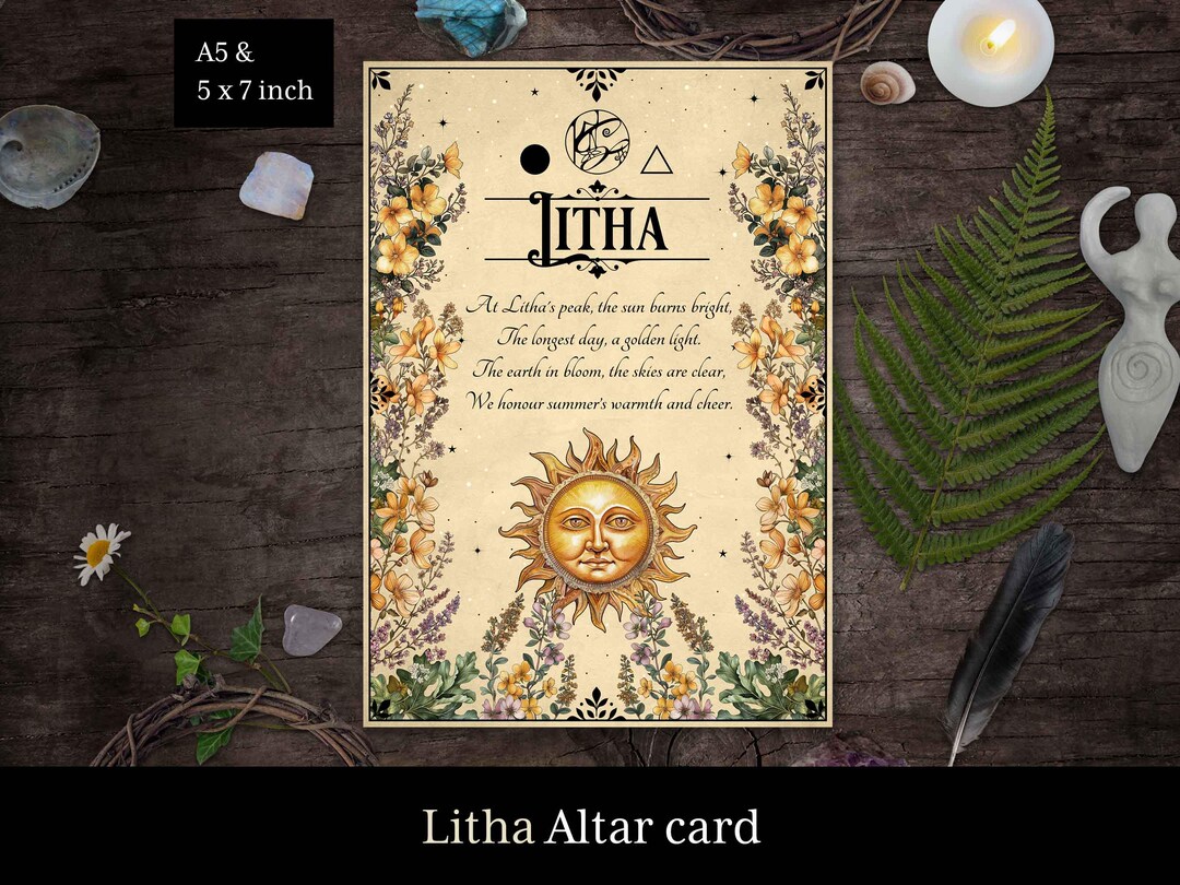 Litha Altar Art, Witch Wheel of the Year Altar Cards for Sabbat Decor ...