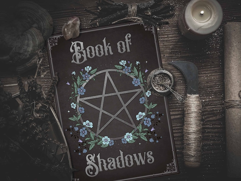 Book of Shadows Binder Cover Page, Printable Grimoire Title Page, Book ...