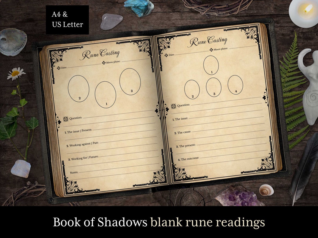 2 Book of Shadows Rune Reading Pages, Blank Printable Pages, Grimoire ...