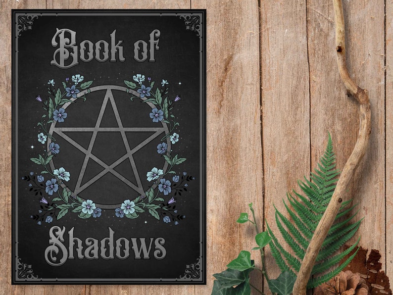 Book of Shadows Binder Cover Page, Printable Grimoire Title Page, Book ...