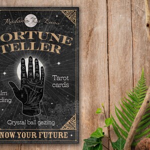 Personalised Fortune Teller Printable, Vintage Style Palm Reading Sign ...