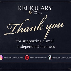 Thank you for supporting Reliquary and Curios, an independent small business