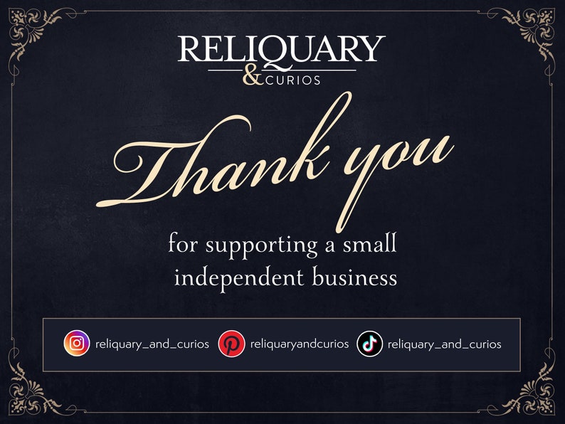 Thank you for supporting Reliquary and Curios, an independent small business