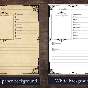 2 Book of Shadows Ritual Pages, Blank Printable Pages, Grimoire Pages ...
