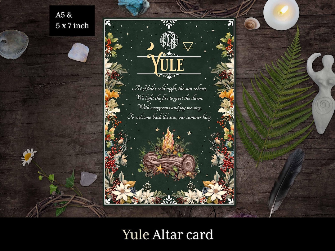 Yule Altar Art, Witch Wheel of the Year Altar Cards for Sabbat Decor ...