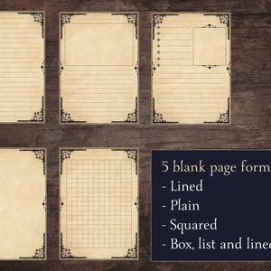 5 Book of Shadows Blank Pages, Printable Spell Pages, Grimoire Pages ...