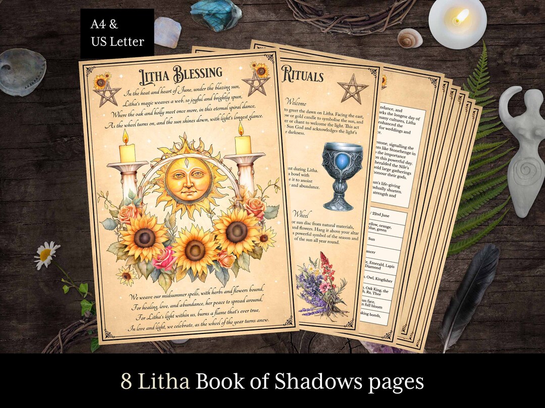 8 Litha Book of Shadows Pages, Litha Rituals, Correspondences & Blank ...