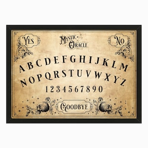 Victorian Ouija board printable, vintage style. Pendulum board for spirit divination, Book of Shadows occult journal, witchy gothic decor.