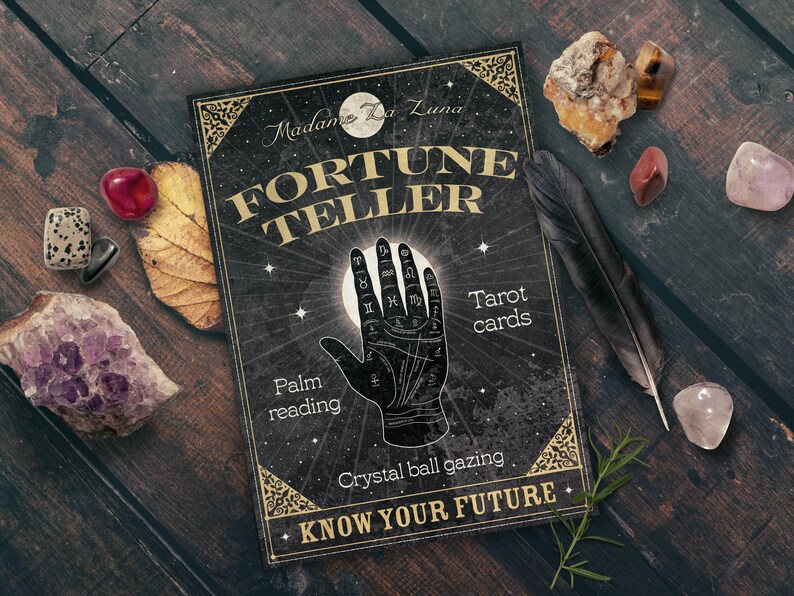 Personalised Fortune Teller Printable, Vintage Style Palm Reading Sign