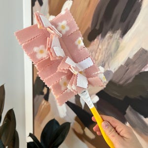 Baby Pink Floral - Reusable/Washable Swiffer Duster Replacement Head, zero-waste - 5 Layers (4 fleece, 1 microfiber)