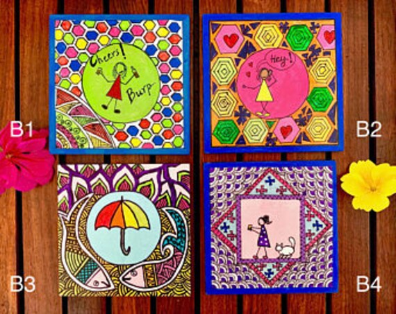 Handmade Colorful Personalized Coaster-Mother/'s Day Gift Home Decor-Gift for friend-foodie-Personality-Funky Coaster Indian Fusion Coaster