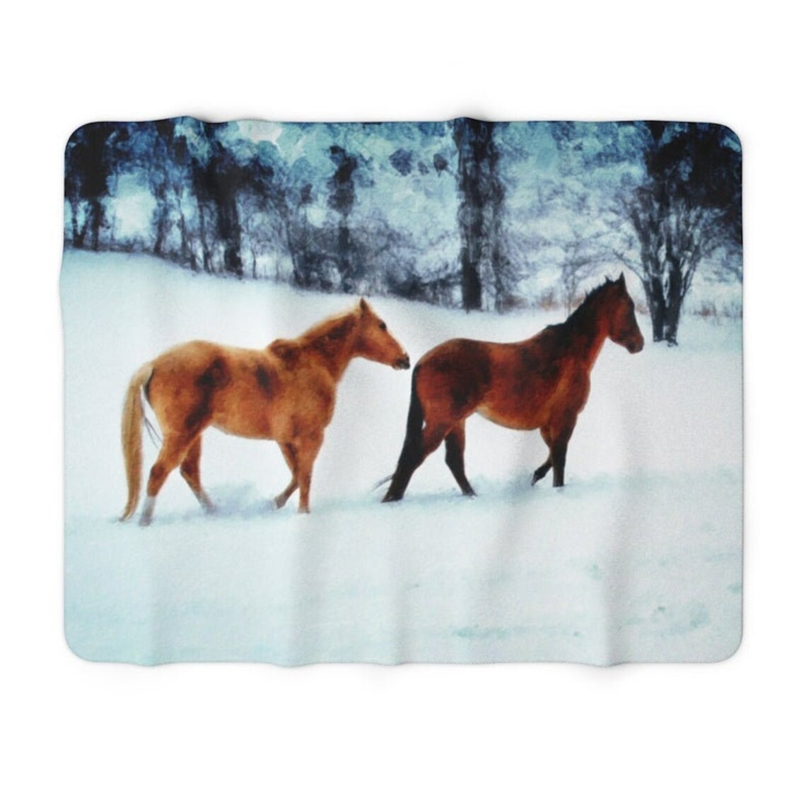 Horse Print Sherpa Fleece Throw Blanket Equestrian Soft Etsy