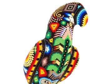 Art des perles populaires indigènes Huichol mexicaines - Le magnifique ara