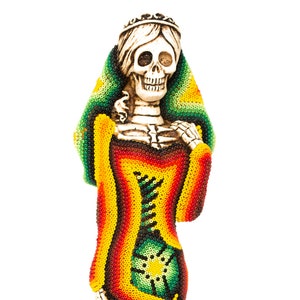 Wixaritari (Huichol) Folk Art Sugar Skull - Peyote Bride Catrina Day of Dead
