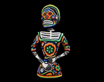 Mexican Huichol Indigenous Folk Art - The Mummy Rises