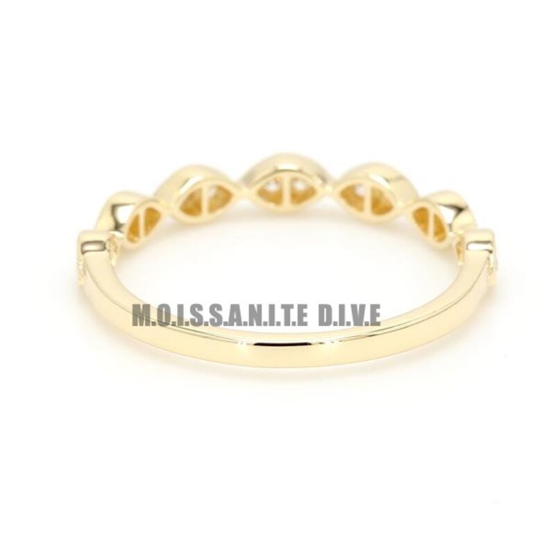 Half Eternity Band Solid Gold Band 0.12 TW Round Colorless Moissanite Band Victorian Style Vintage Gold Band Bridal Band Wedding