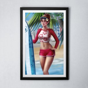 Waveracer D.va / Overwatch / Póster artístico de 11 x 17 pulgadas / Impresión