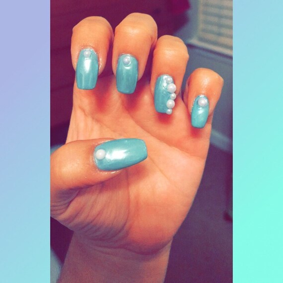Mermaid Vibes Acrylic Nails Gel Nail Polish Glossy Etsy